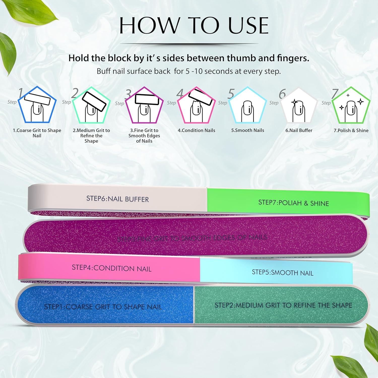 Bloque de Pulido de Uñas 7 Vías Morary - Suavizador y Brillo