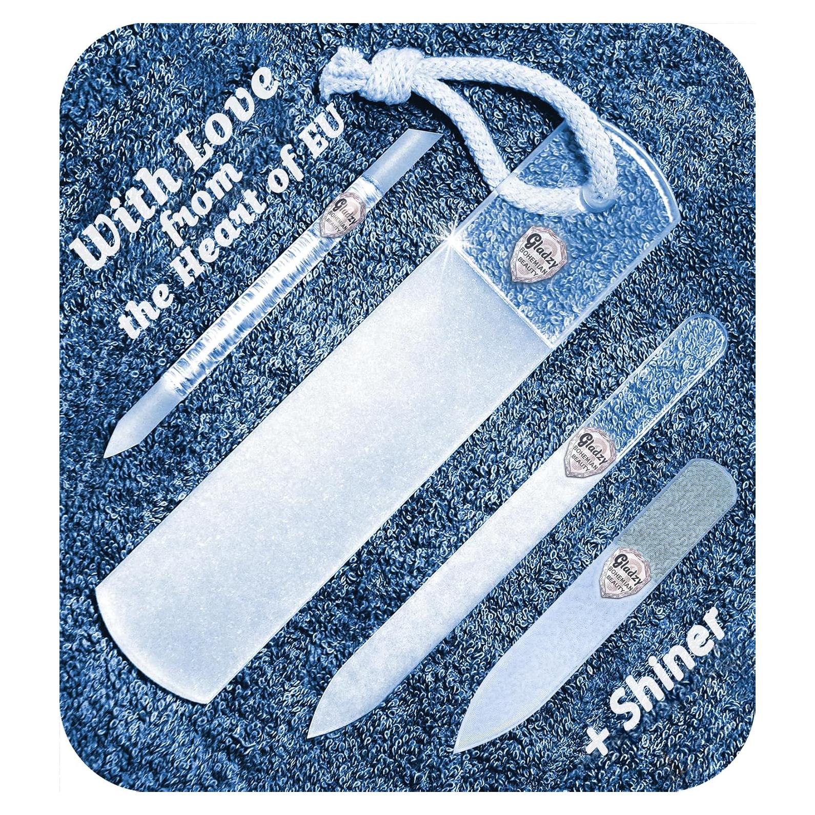 Juego de Lima de Uñas de Vidrio Gladzy - 4 Piezas Profesional