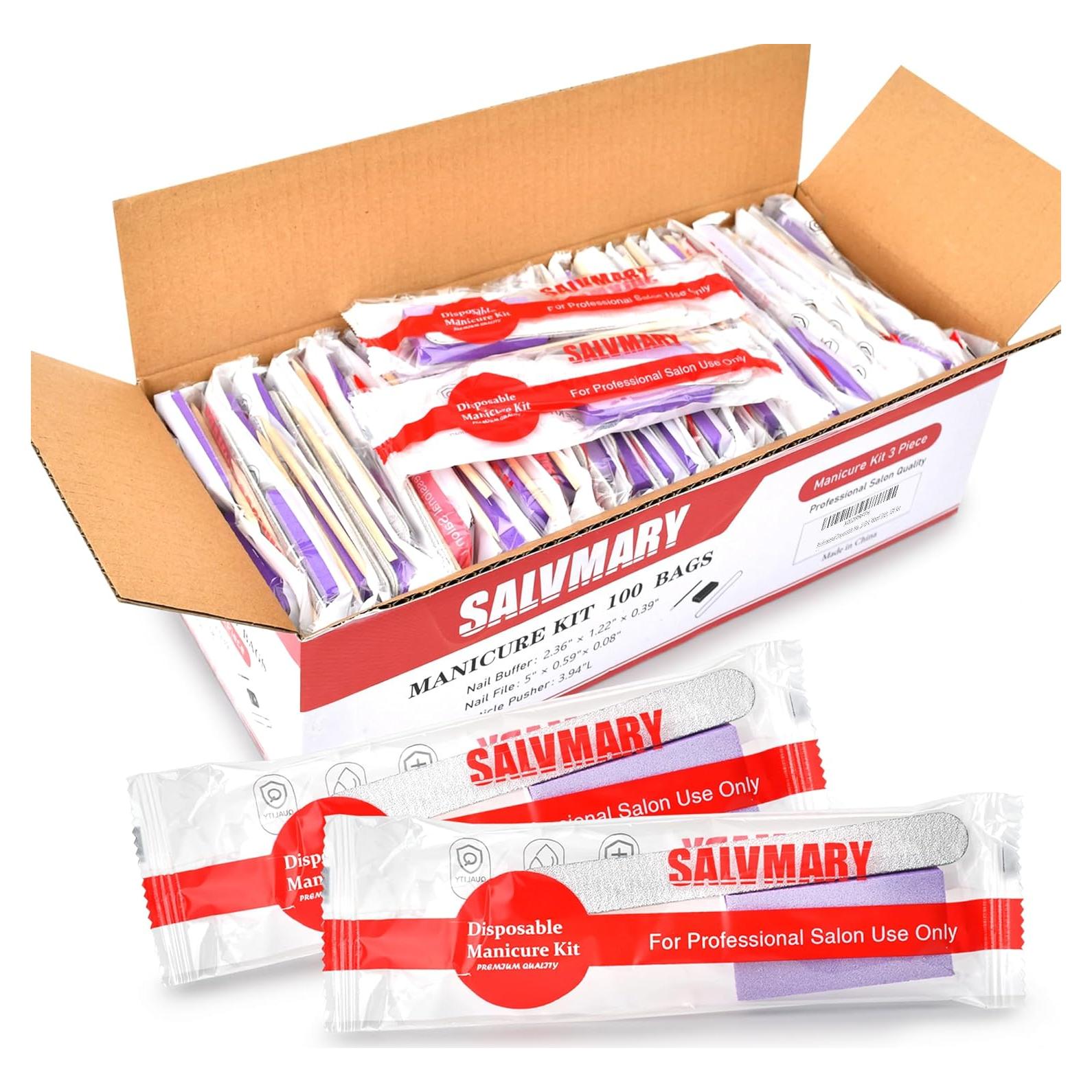 Kit de Manicura Desechable SALVMARY 100 Sets 3 Piezas