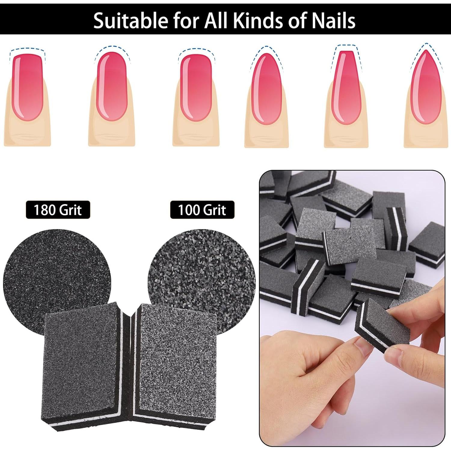 150 Piezas Mini Bloques de Pulido de Uñas acDesign 100/180 Grano