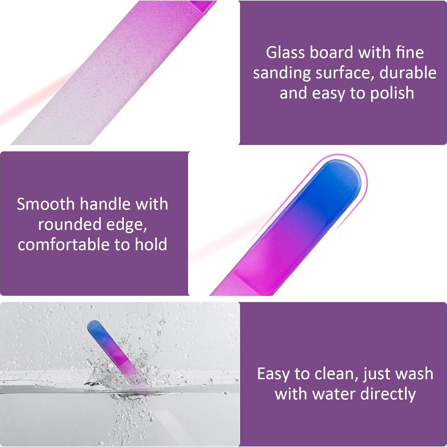 Lima de Uñas de Cristal EAONE con Estuche - 3 Colores