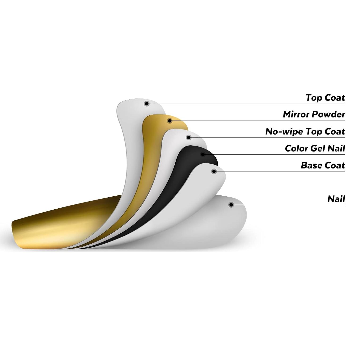 Artdone 16 Tarros Polvo de Uñas Cromo Efecto Espejo 1g
