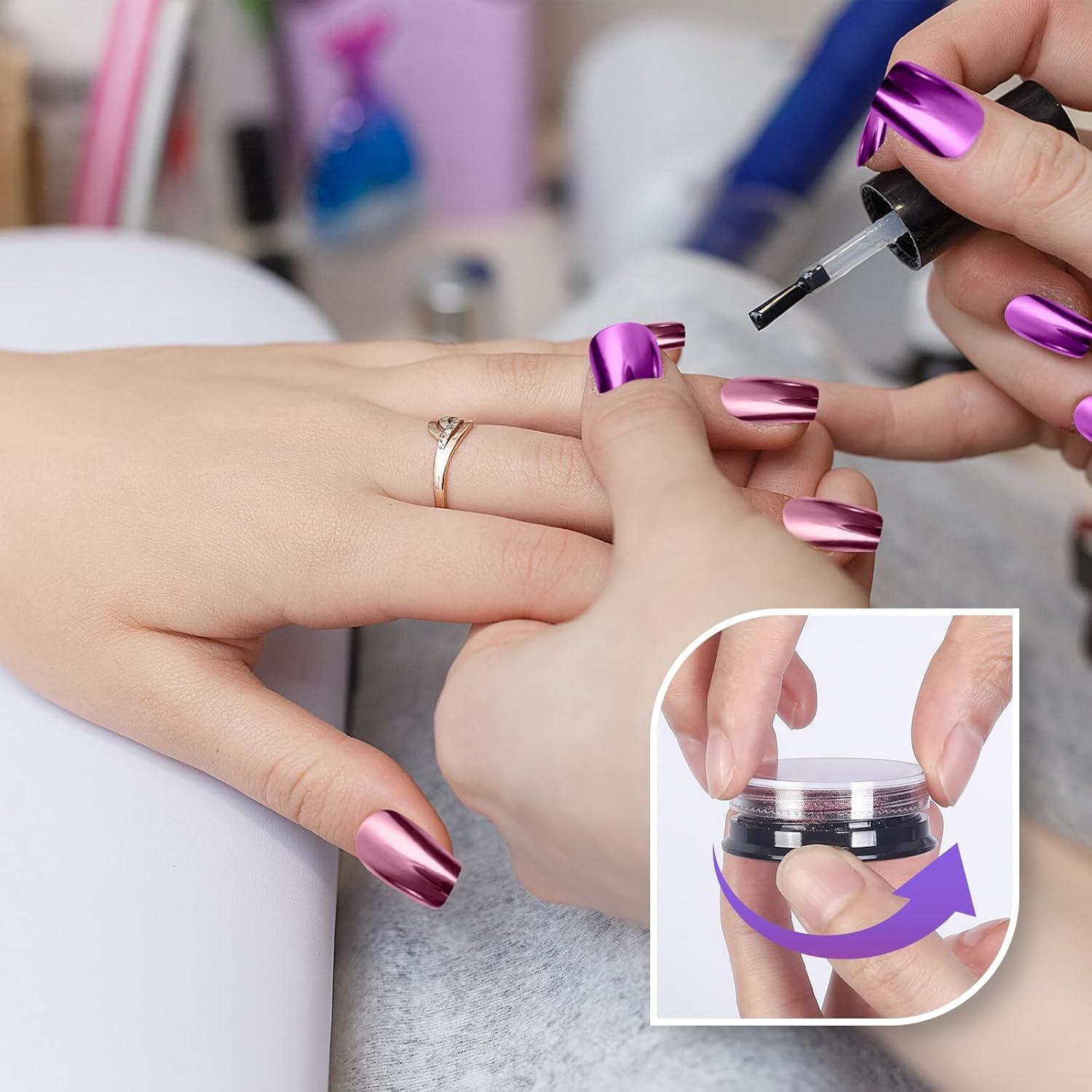 Artdone 16 Tarros Polvo de Uñas Cromo Efecto Espejo 1g