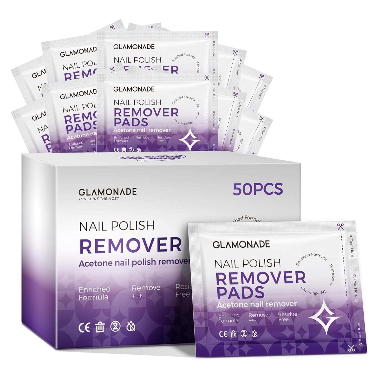 Toallitas Desmaquilladoras de Esmalte de Uñas Glamona de 50 Pcs