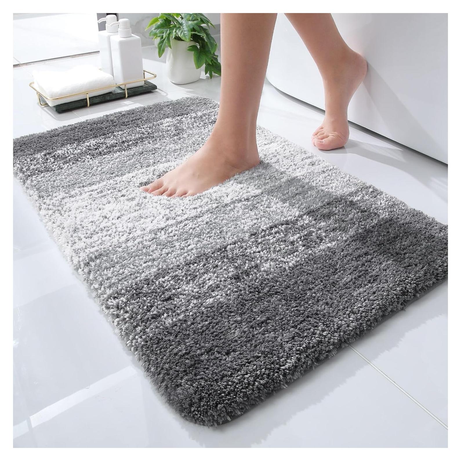 Alfombrilla de Baño OLANLY 61x41 cm Microfibra Gris Absorbente