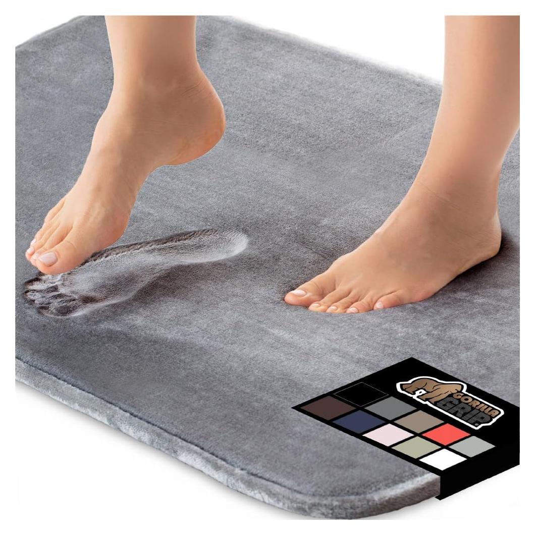 Alfombra de Baño GORILLA GRIP Espuma de Memoria 61x43 cm Gris