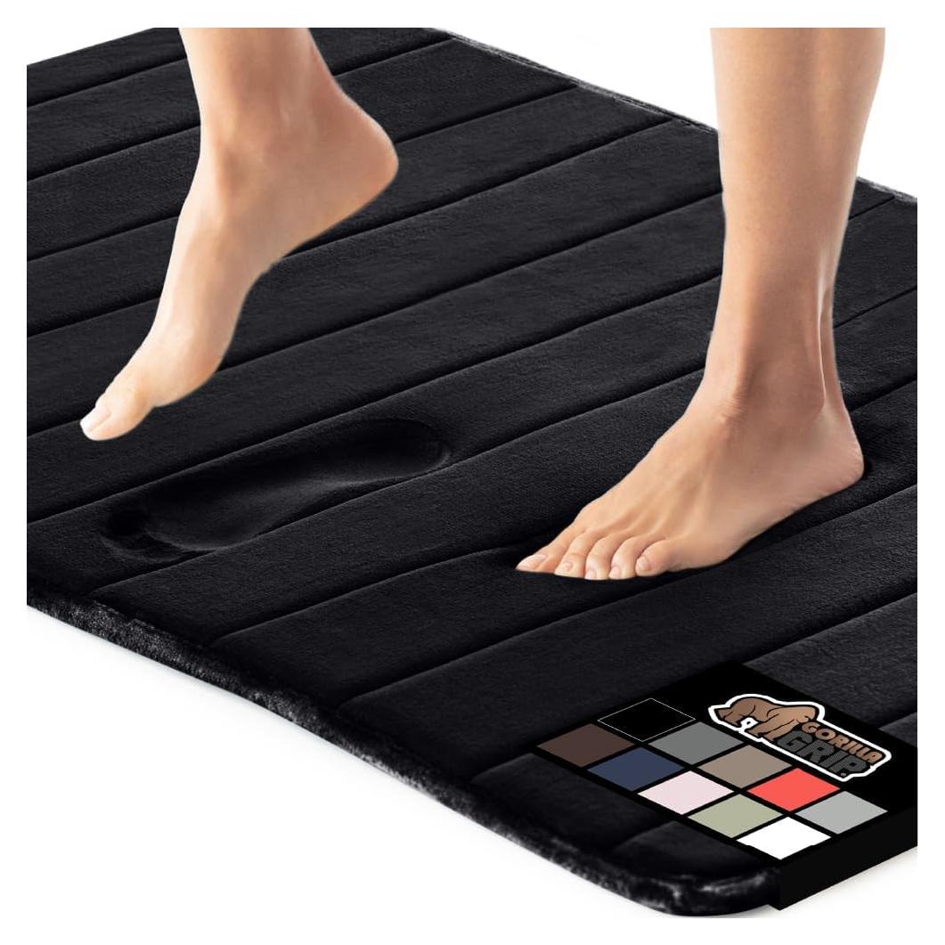 Alfombra de Baño GORILLA GRIP Memory Foam 61x43 cm Negra