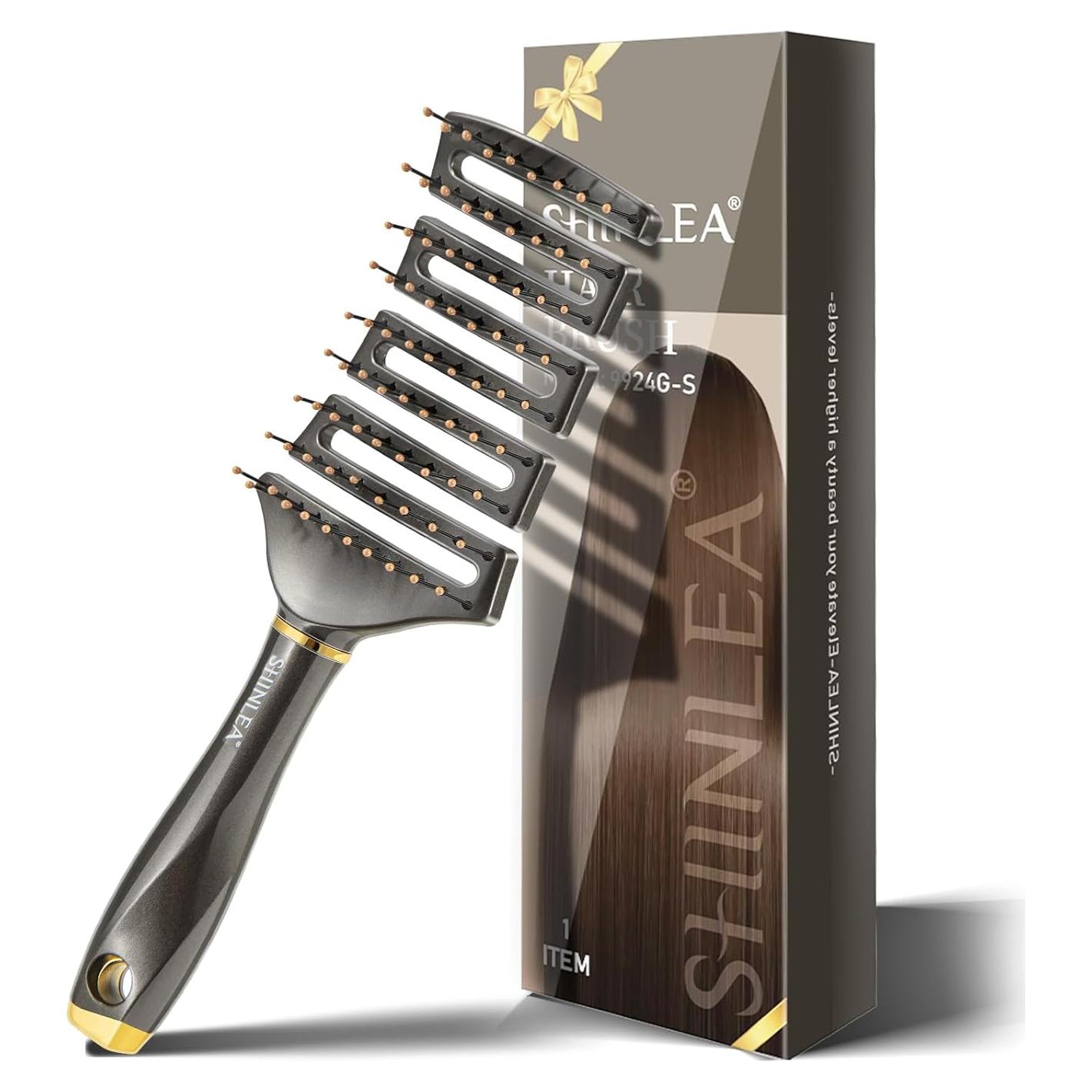 Cepillo Desenredante Curvado SHINLEA para Cabello Rizado 25.5cm