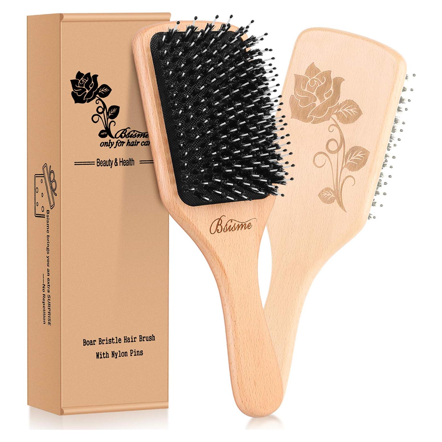 Cepillo de cabello Bsisme - Paleta de madera con cerdas de jabalí