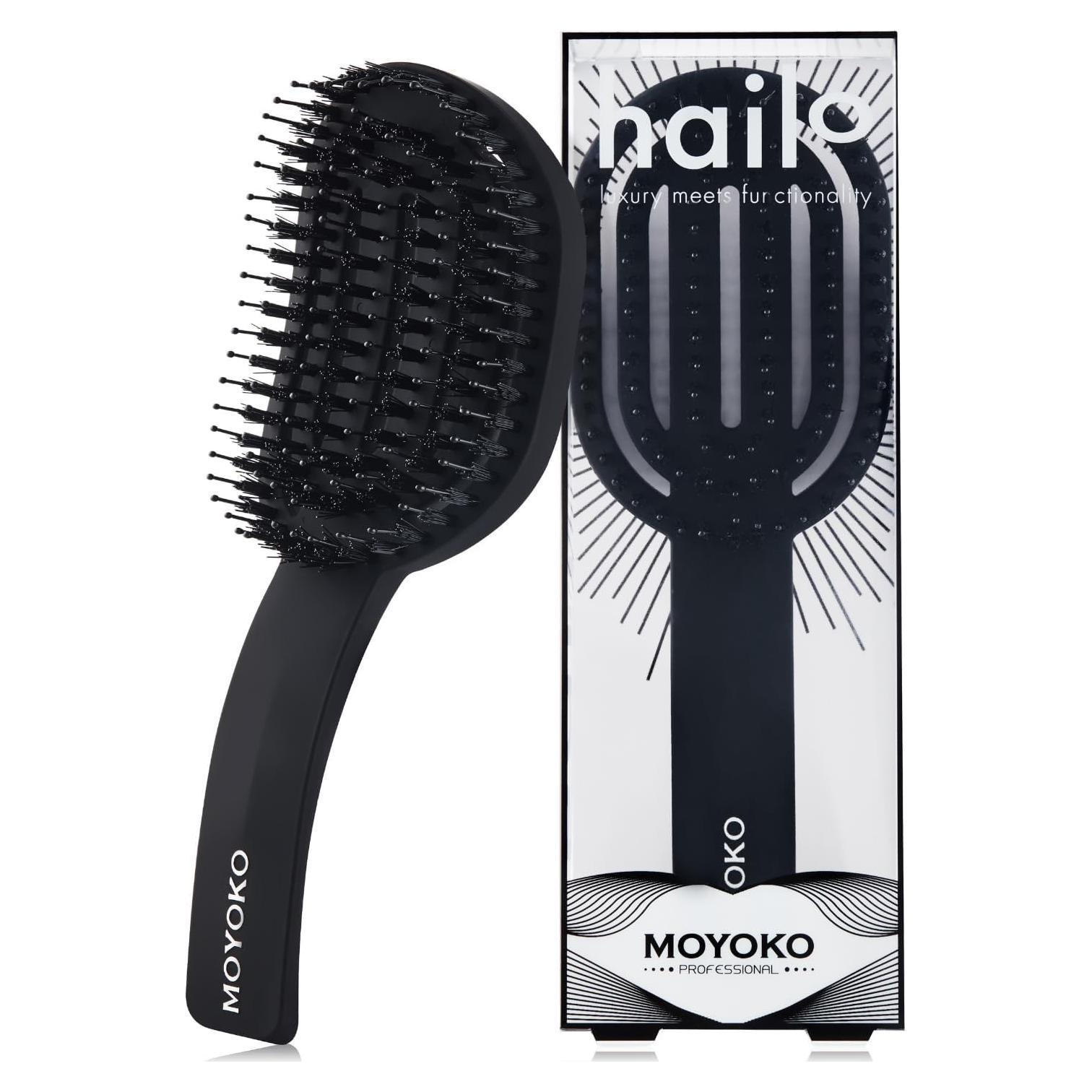 Cepillo Desenredante Ergonómico MOYOKO Negro para Todo Tipo de Cabello