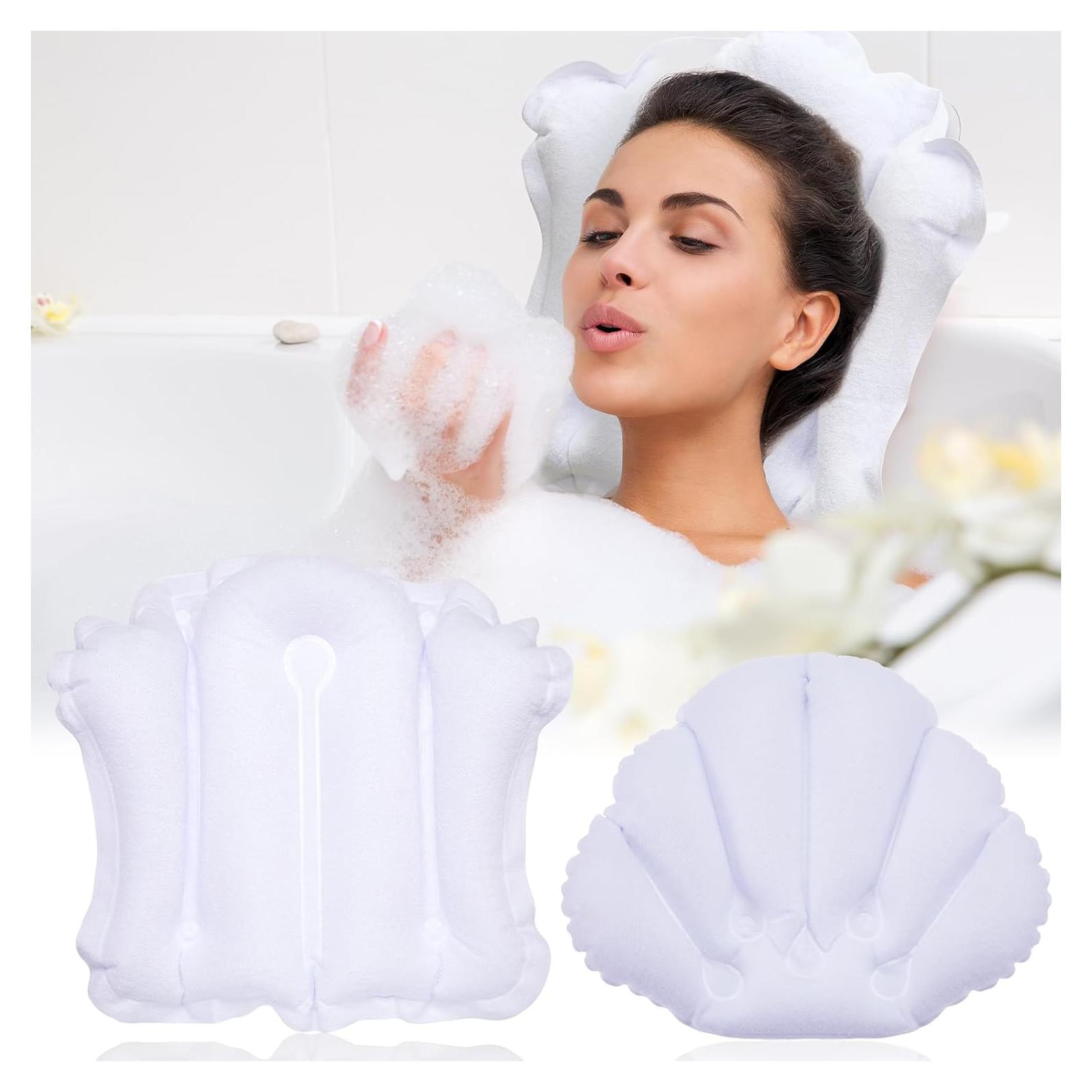 Almohada Inflable para Baño Jetec 2 Pcs con Ventosas Soporte Cuello