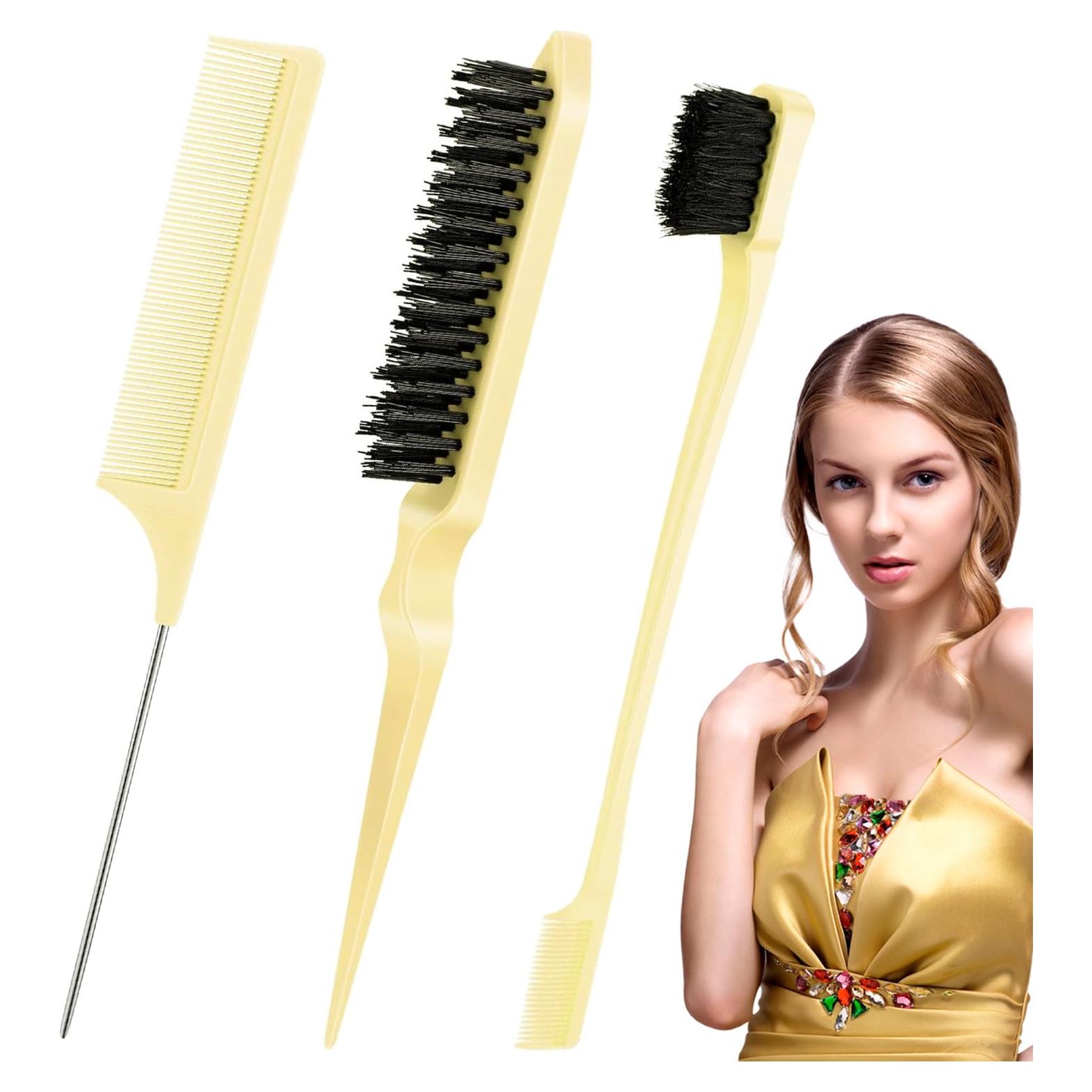 Juego de Peines y Cepillos XunL para Peinado de Cabello - Amarillo