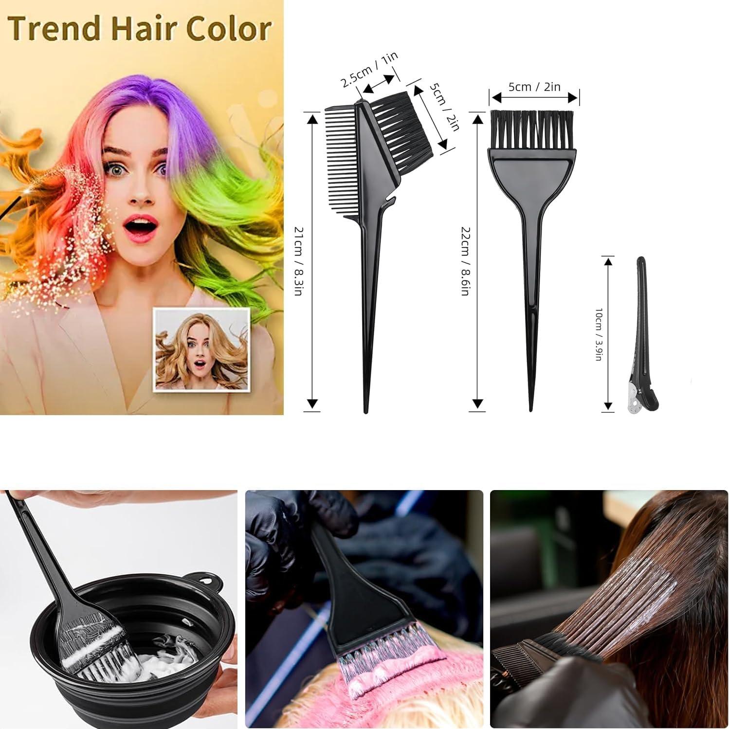Kit de Tinte para Cabello 9 Piezas Genérico - Brochas, Tazón, Clips