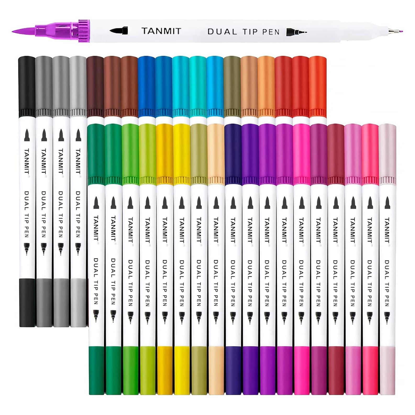 Marcadores de Pincel Duales Tanmit 36 Colores 1-2mm y 0.4mm