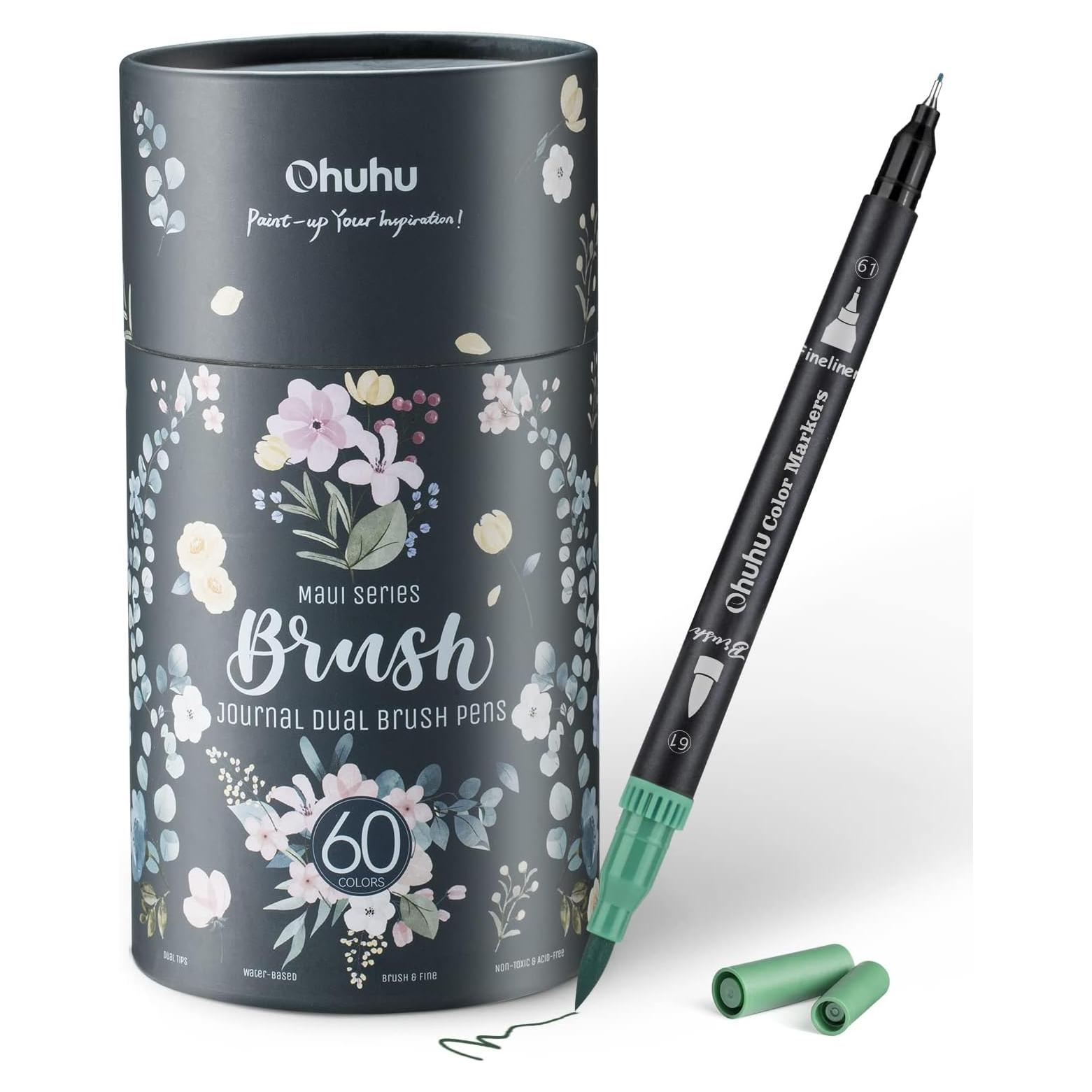 Marcadores Ohuhu 60 Colores Doble Punta Fineliner y Brocha