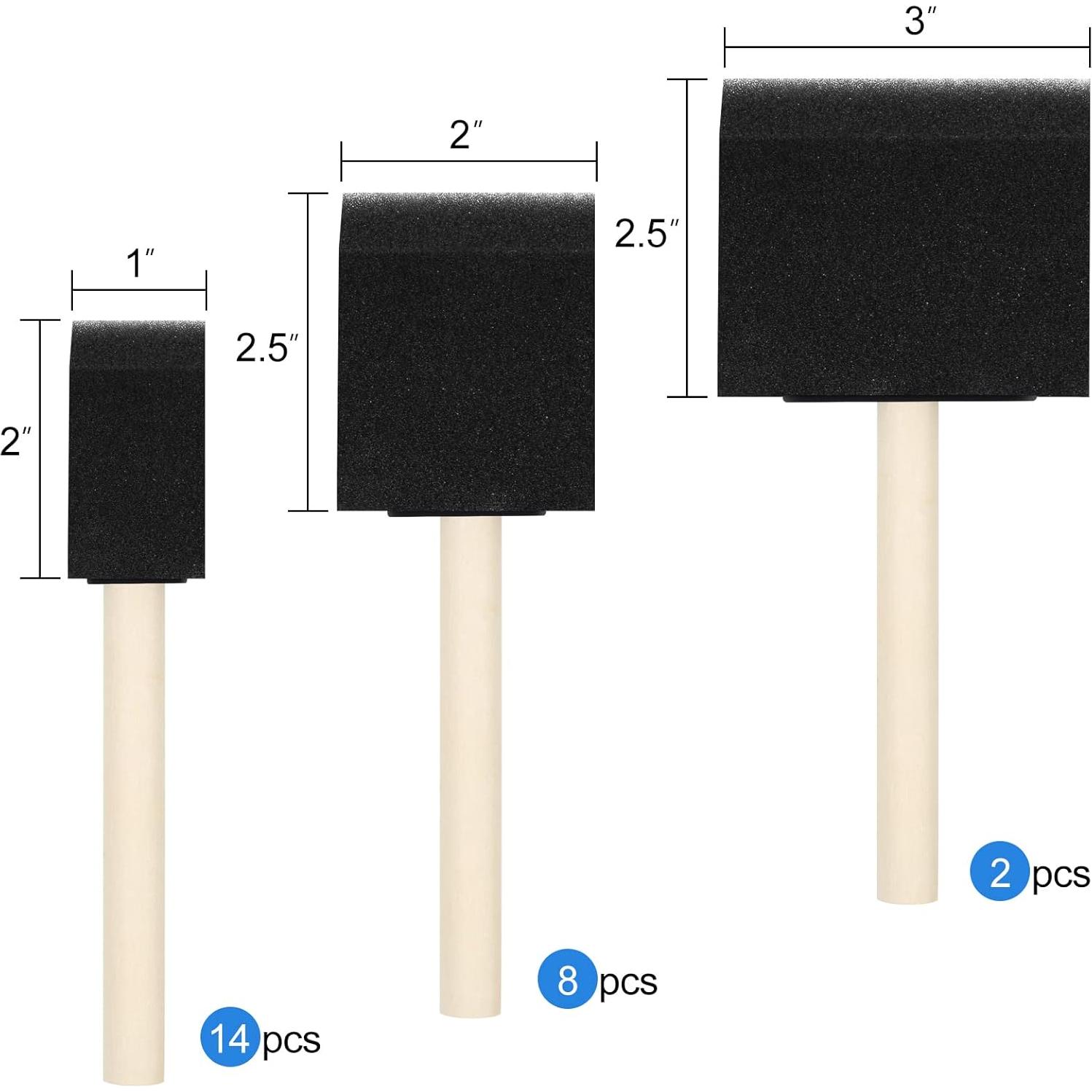 Kit de 24 Brochas de Pintura de Espuma Phinus - 2.54 a 7.62 cm