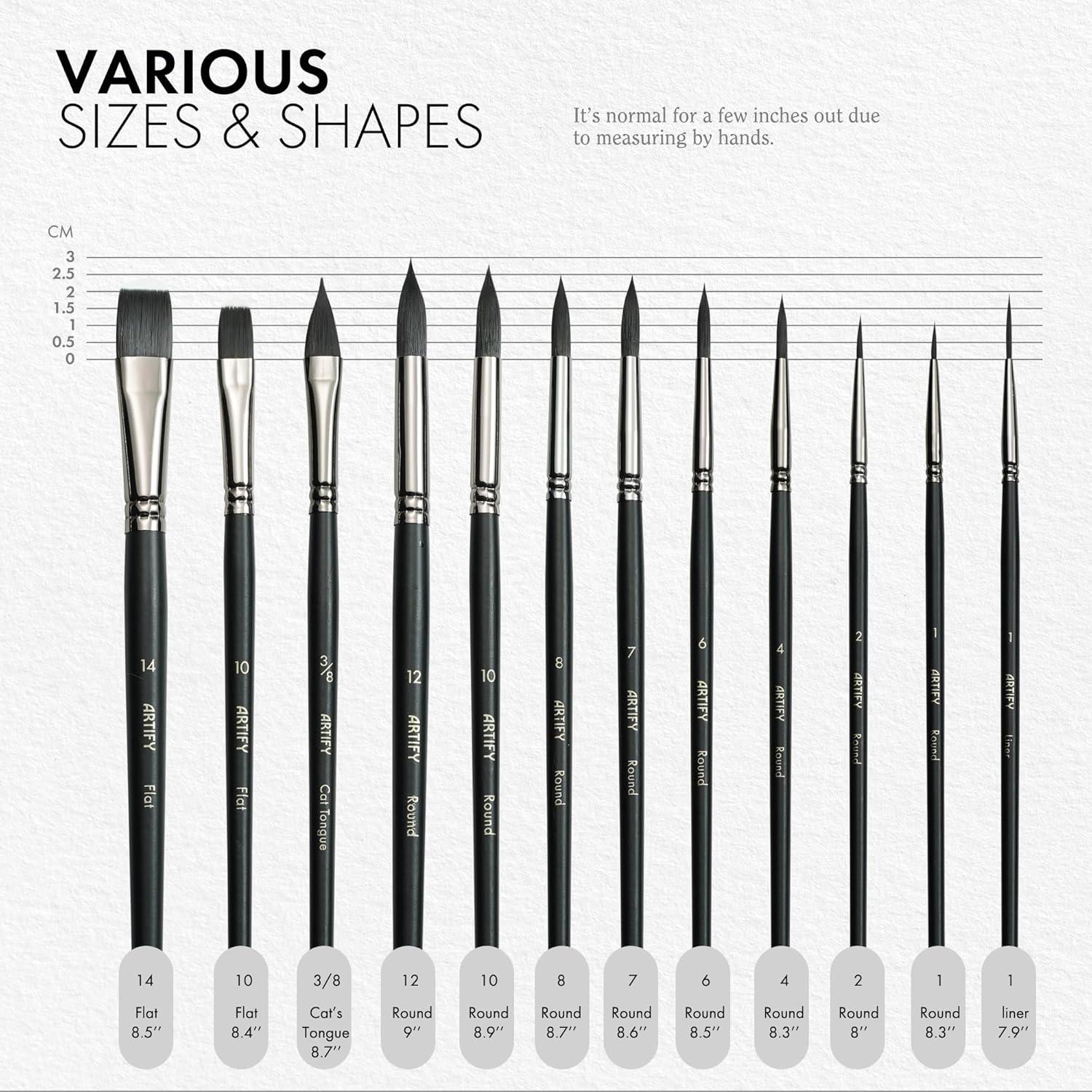 Juego de Pinceles de Acuarela ARTIFY 12 Piezas Nylon