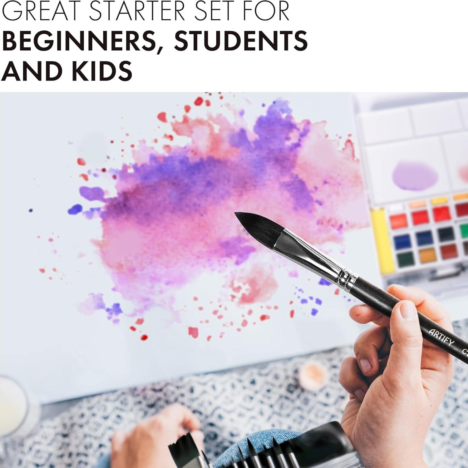 Juego de Pinceles de Acuarela ARTIFY 12 Piezas Nylon
