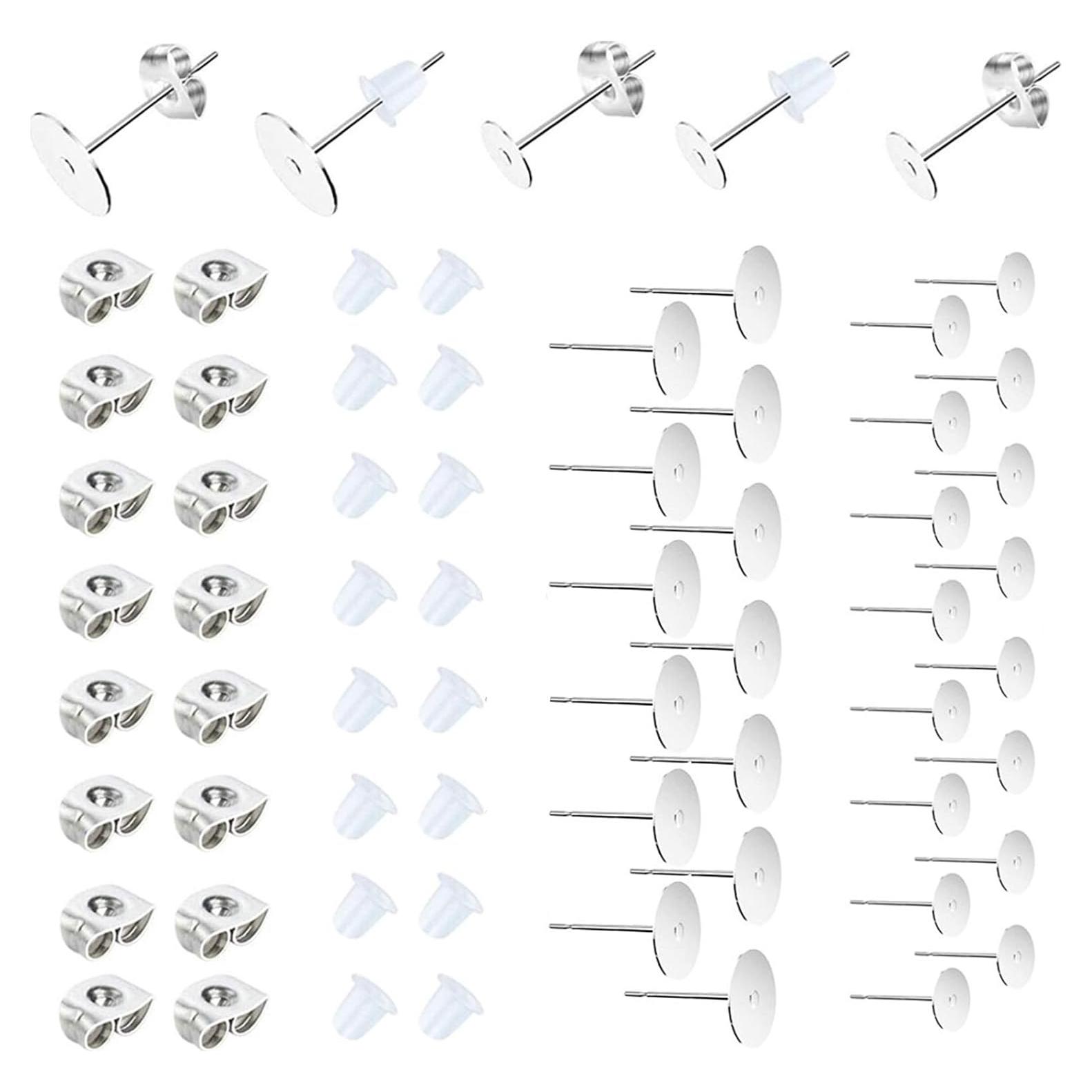 450 Piezas Aretes de Acero Inoxidable Huucky Plata DIY