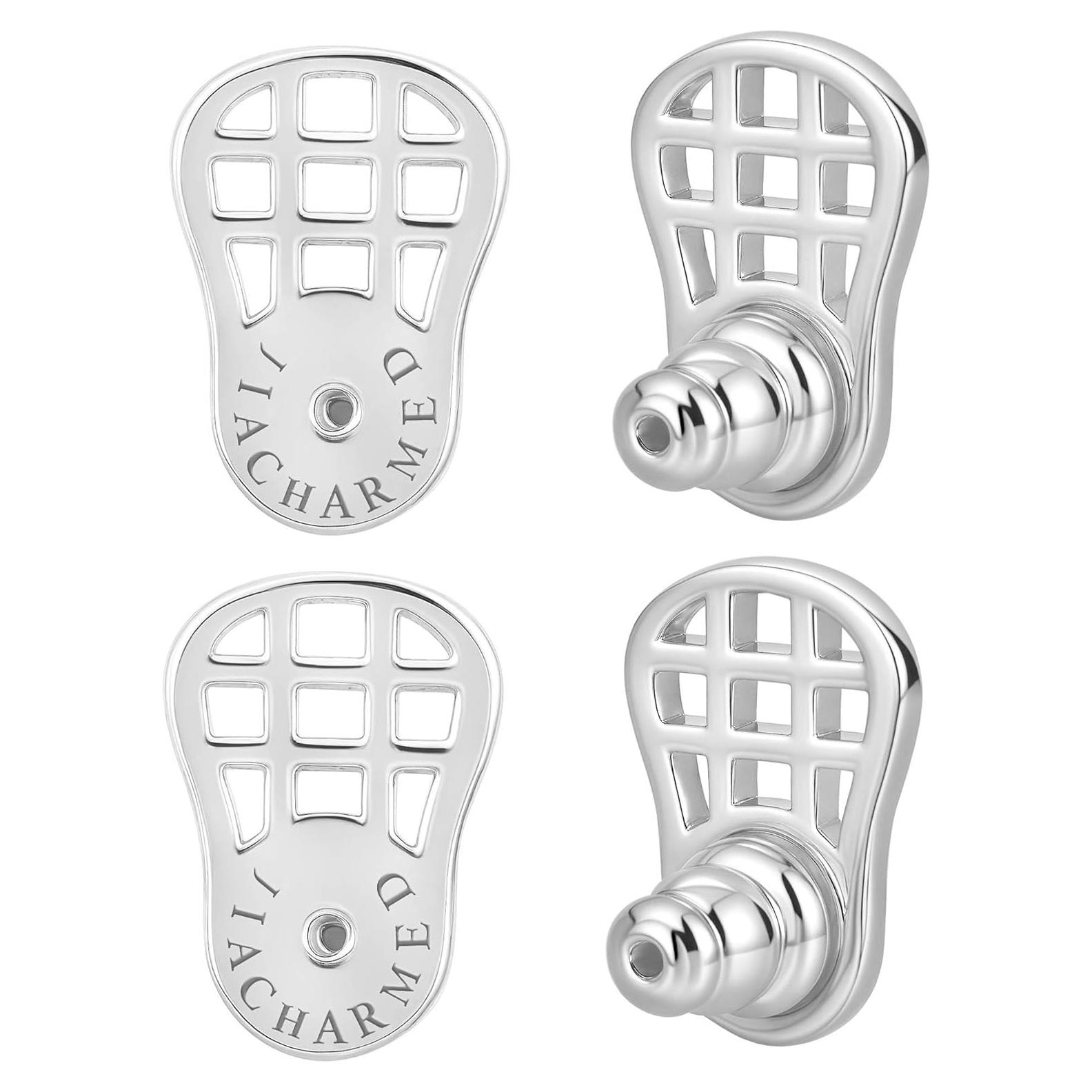 Respaldos Elevadores de Aretes JIACHARMED Oro Blanco 4 Piezas