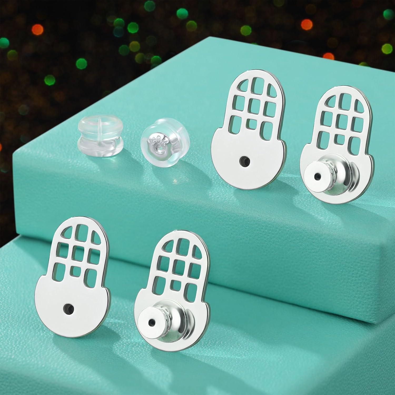 Respaldos de Aretes Hazifes 12mm Oro Blanco 18K 6 PCS