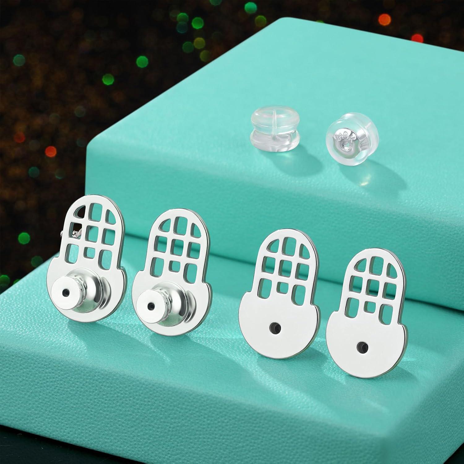 Respaldos de Aretes Hazifes 12mm Oro Blanco 18K 6 PCS