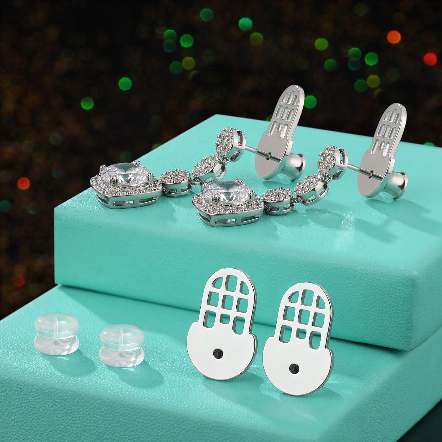 Respaldos de Aretes Hazifes 12mm Oro Blanco 18K 6 PCS