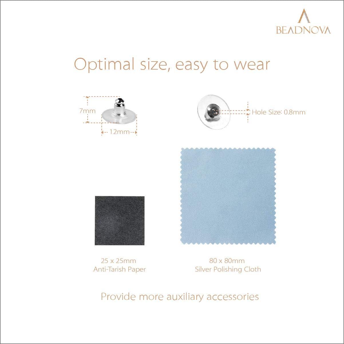 Respaldo de Aretes Hipoalergénico BEADNOVA Plateado 120pcs