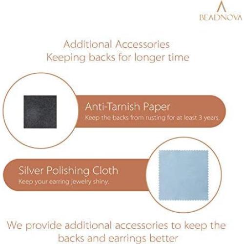 Respaldo de Aretes Hipoalergénico BEADNOVA Plateado 120pcs