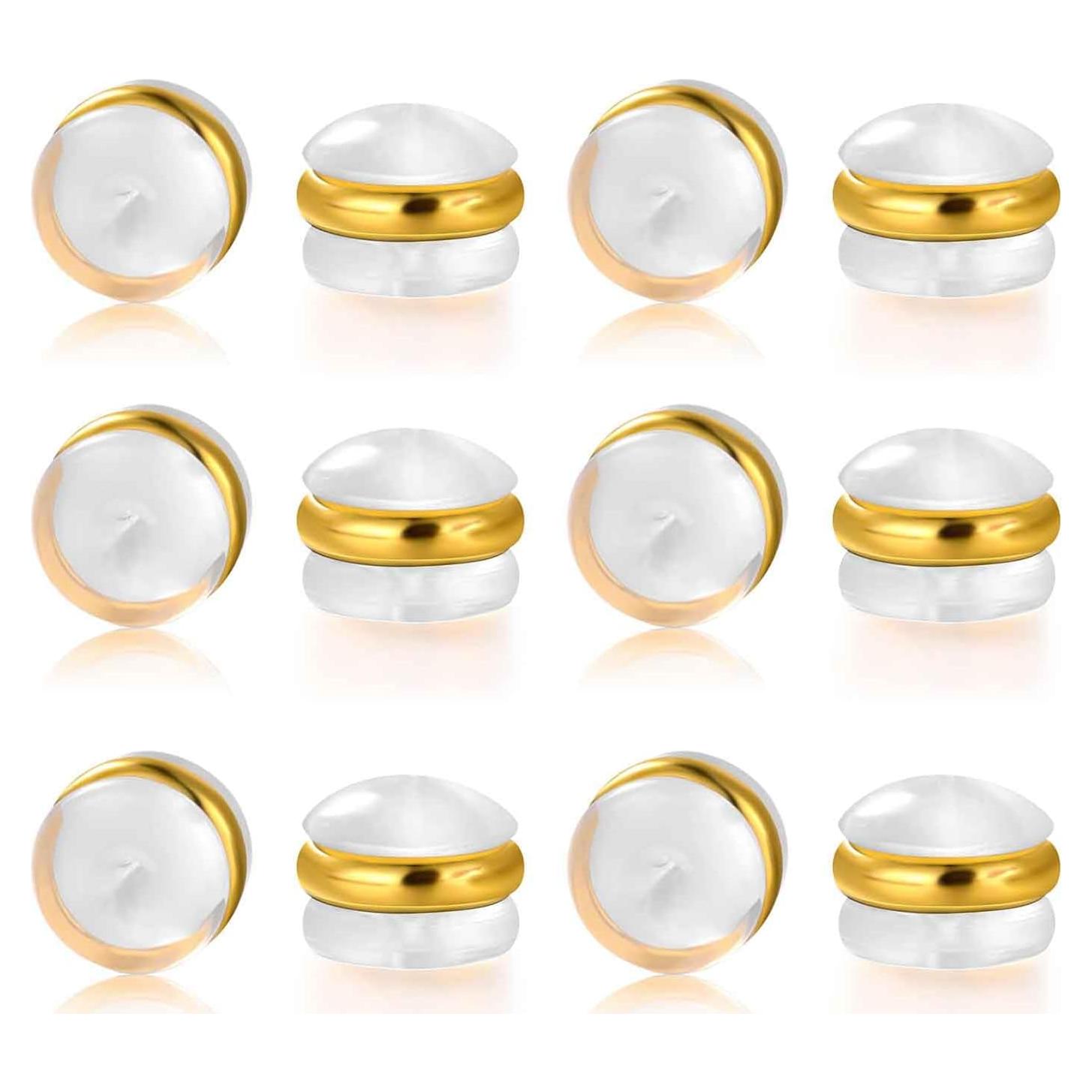 6 Pares de Respaldos de Aretes VOLUKA Hipoalergénicos Dorados