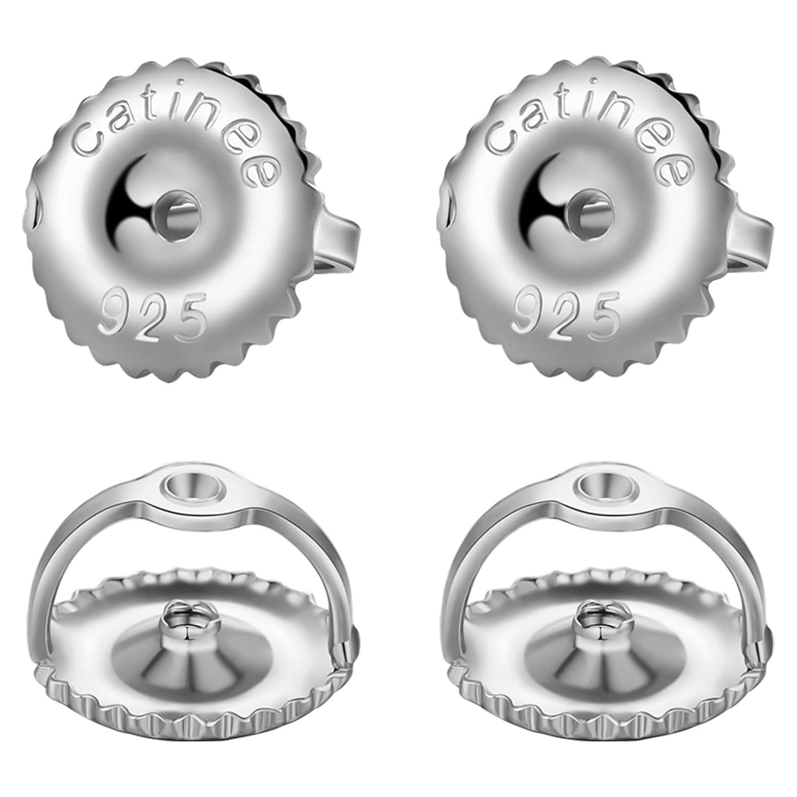 Respaldos de Aretes de Tornillo Catinee 2 Pares Plata 18K