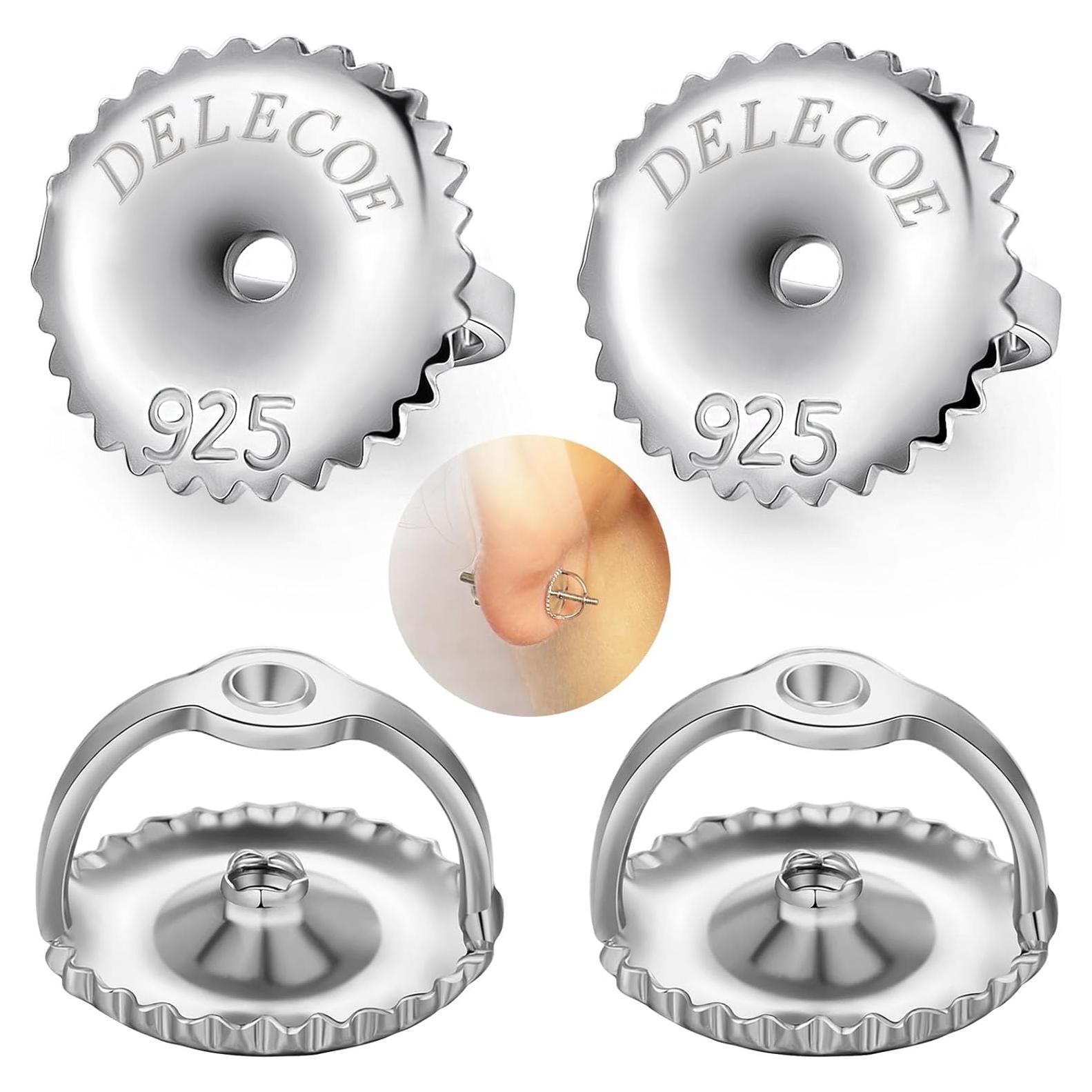 Sujetadores de Tornillo DELECOE 14K Oro y Plata 925 Hipoalergénicos