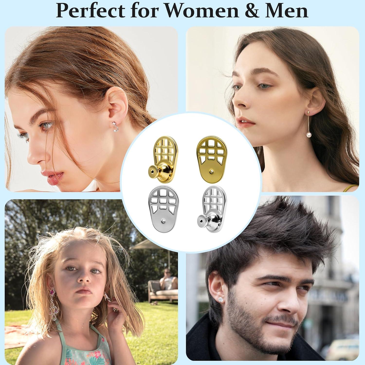 Respaldo de Pendientes Aeloer 4 Pcs Oro Plata Malla Hipoalergénico