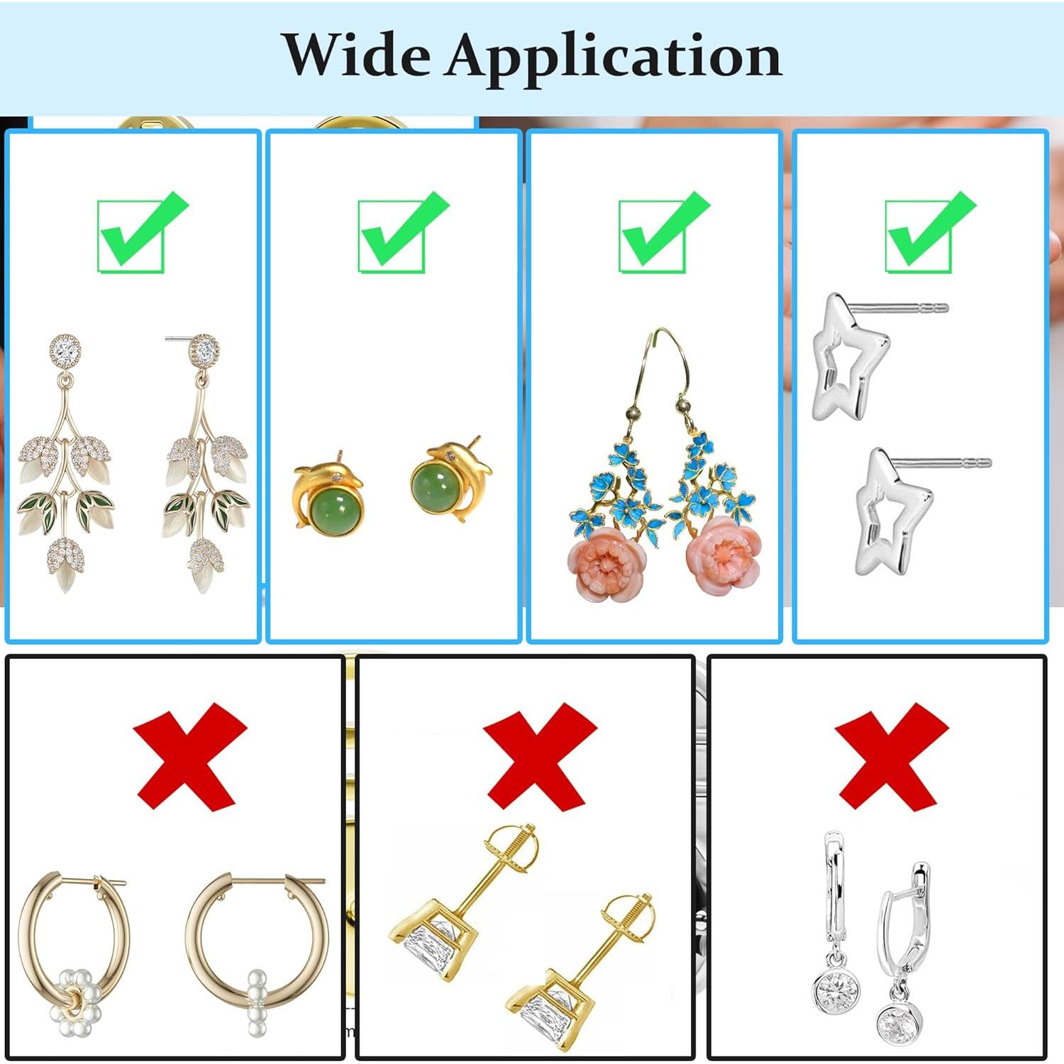 Respaldo de Pendientes Aeloer 4 Pcs Oro Plata Malla Hipoalergénico