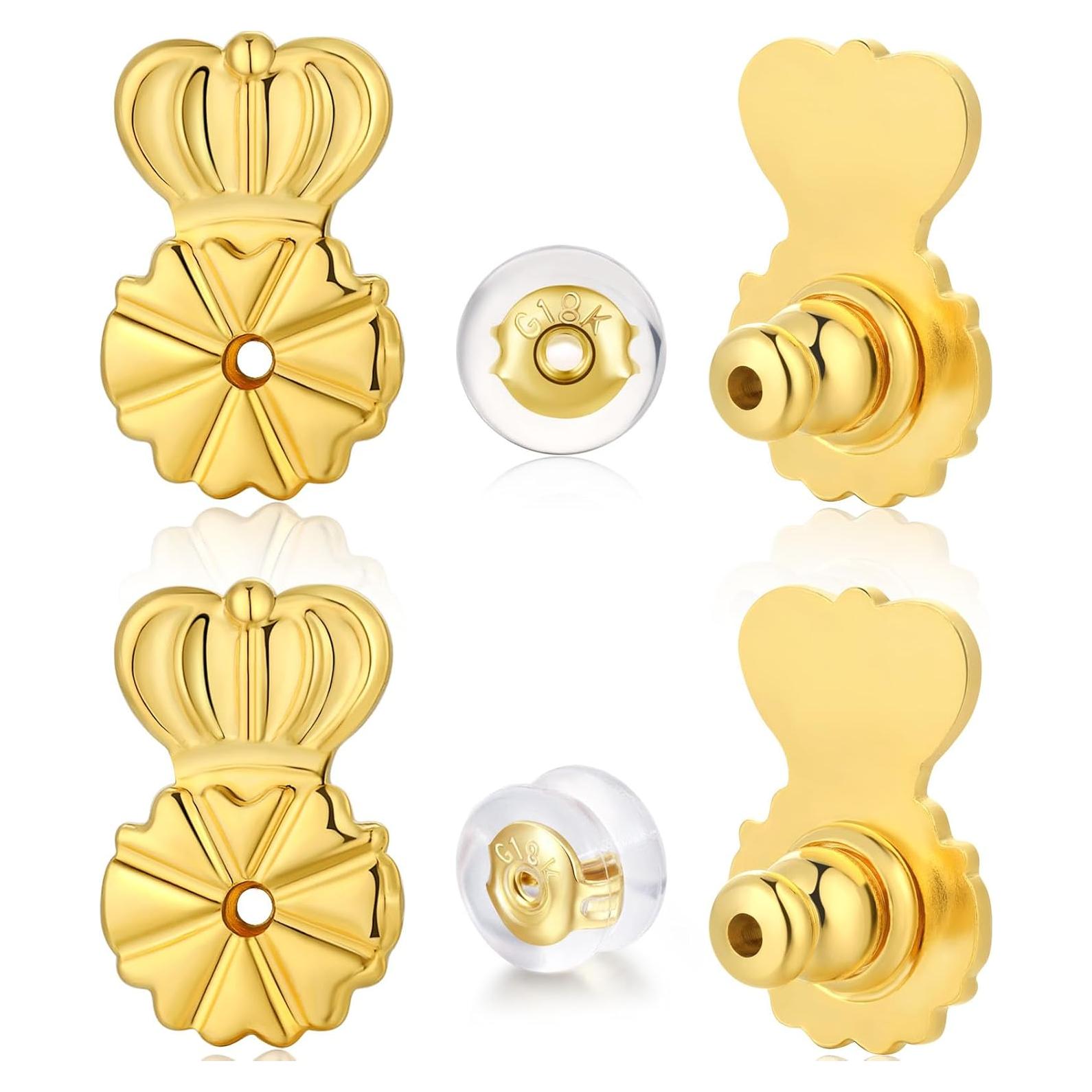 Respaldos de Aretes HAZIFES 6 Pcs Oro 18K Silicona