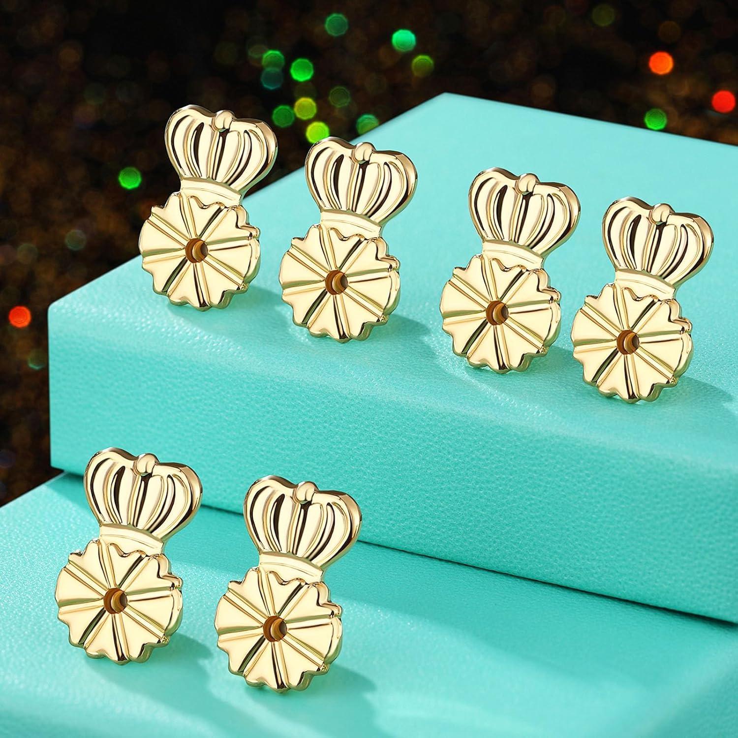 Respaldos de Aretes HAZIFES 6 Pcs Oro 18K Silicona