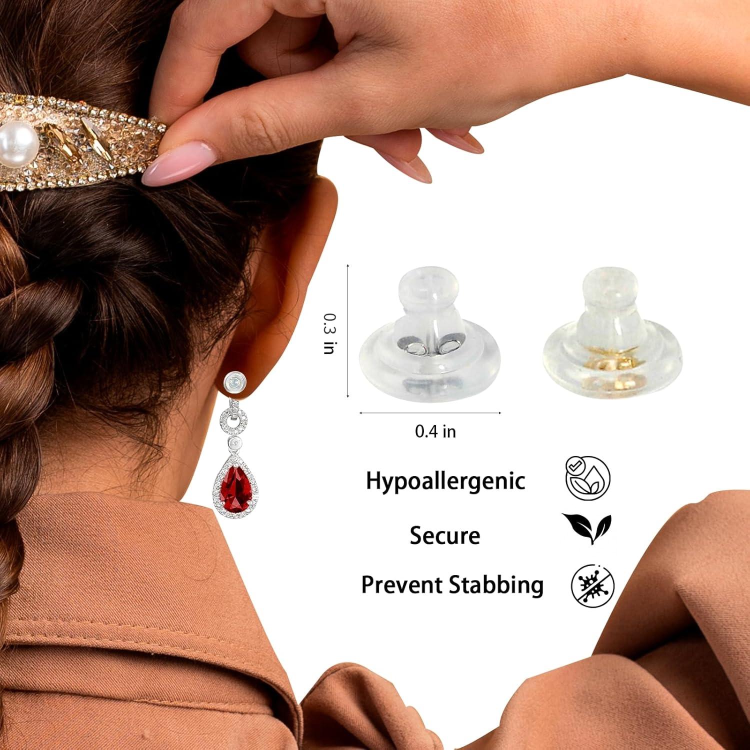 20 Piezas Respaldos de Aretes Silicona Hipoalergénicos Oro Plata