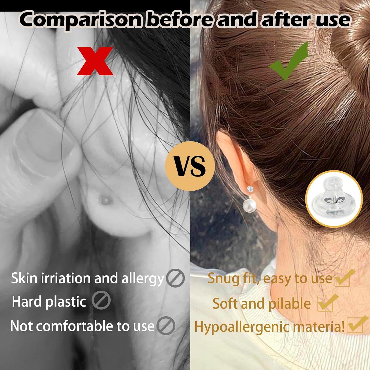 20 Piezas Respaldos de Aretes Silicona Hipoalergénicos Oro Plata