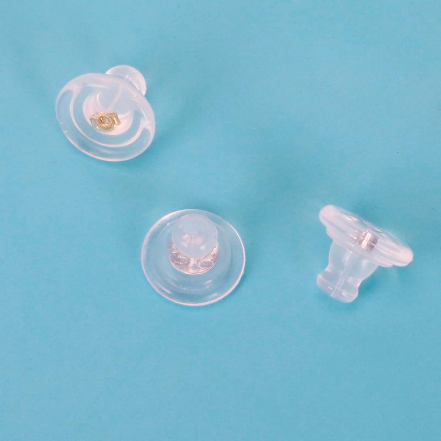 20 Piezas Respaldos de Aretes Silicona Hipoalergénicos Oro Plata
