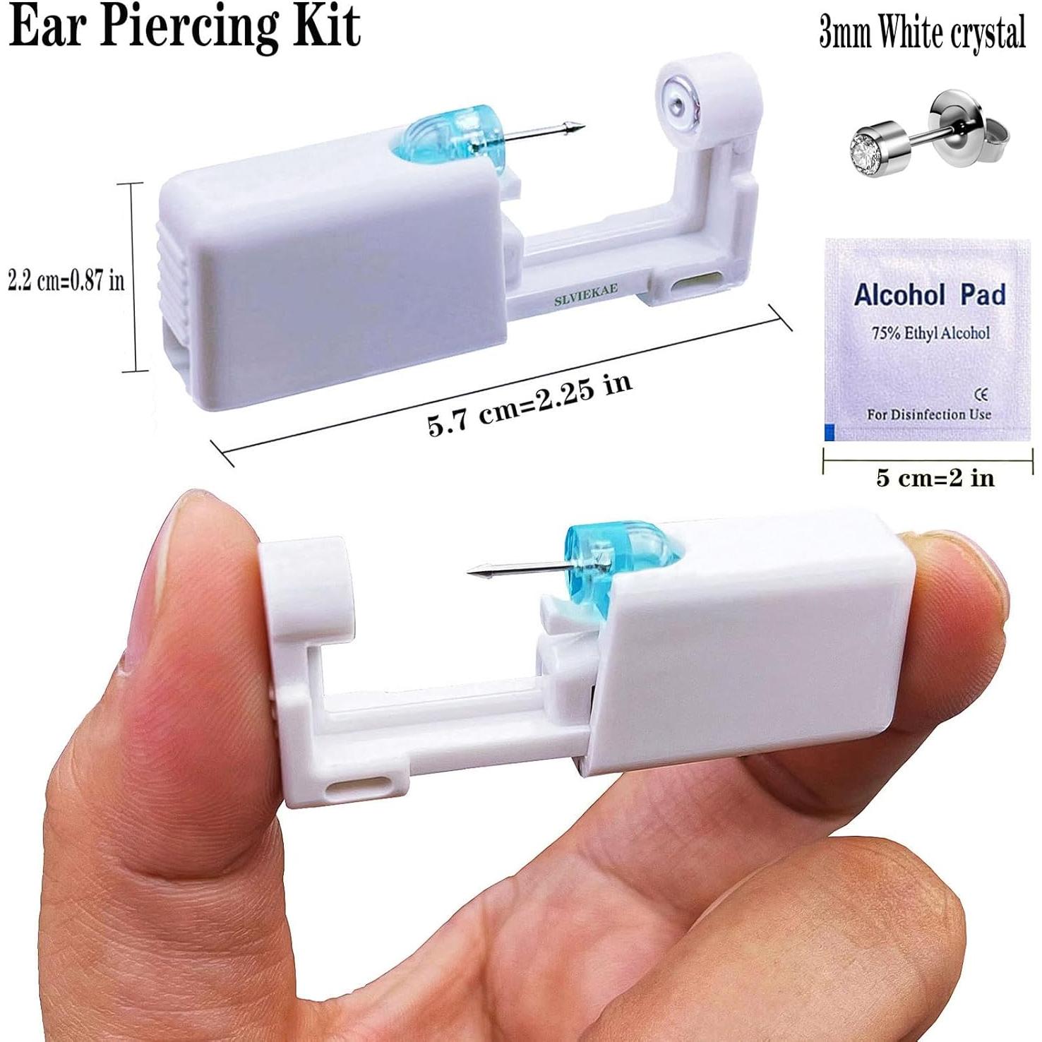 Kit de Perforación de Orejas SLVIEKAE con Aretes de CZ 3mm