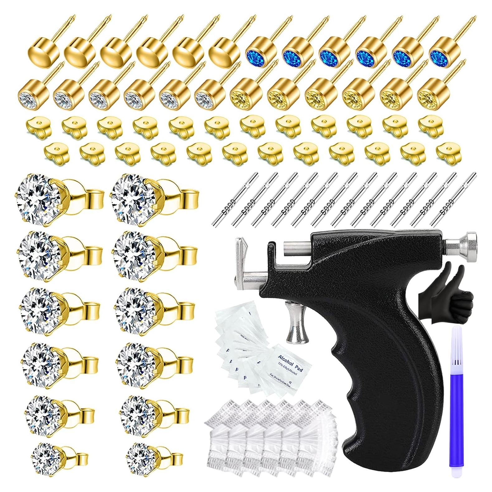 Kit de Perforación de Orejas Zygc con 18 Aretes y Pistola