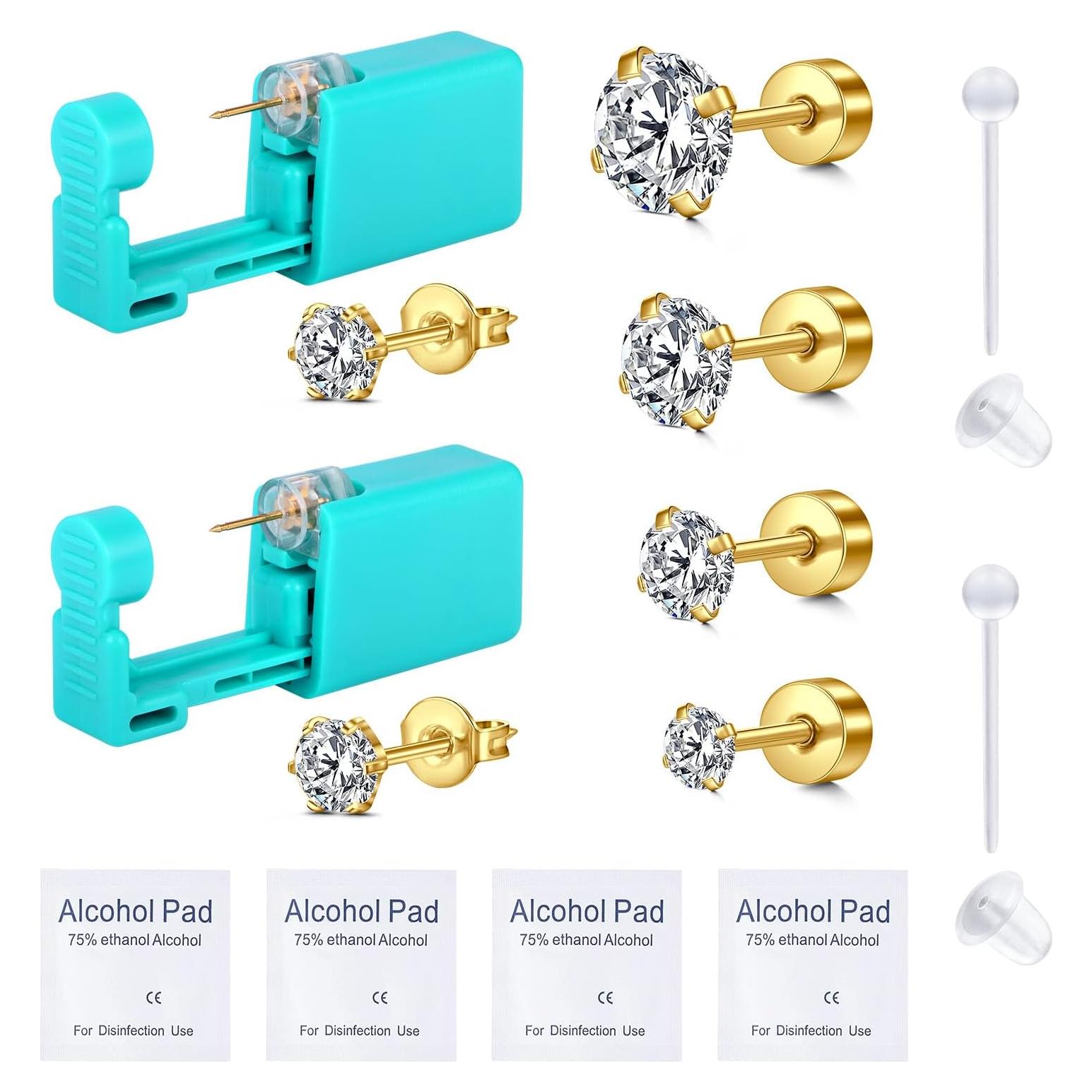 Kit de Perforación de Orejas AVYRING - 2 Piezas 20G Acero Hipoalergénico