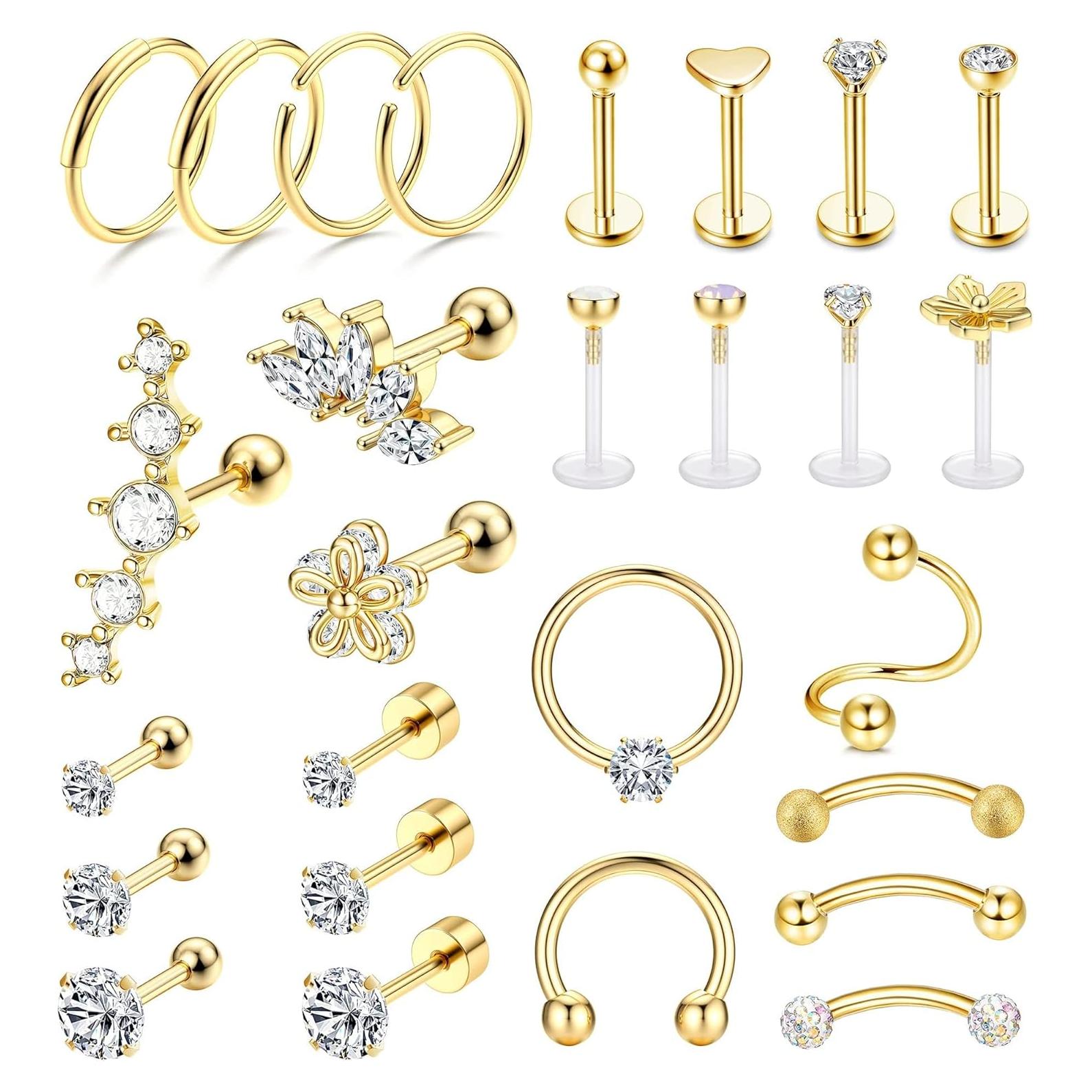 JeryWe 27 Piezas Pendientes de Cartílago Acero Inoxidable