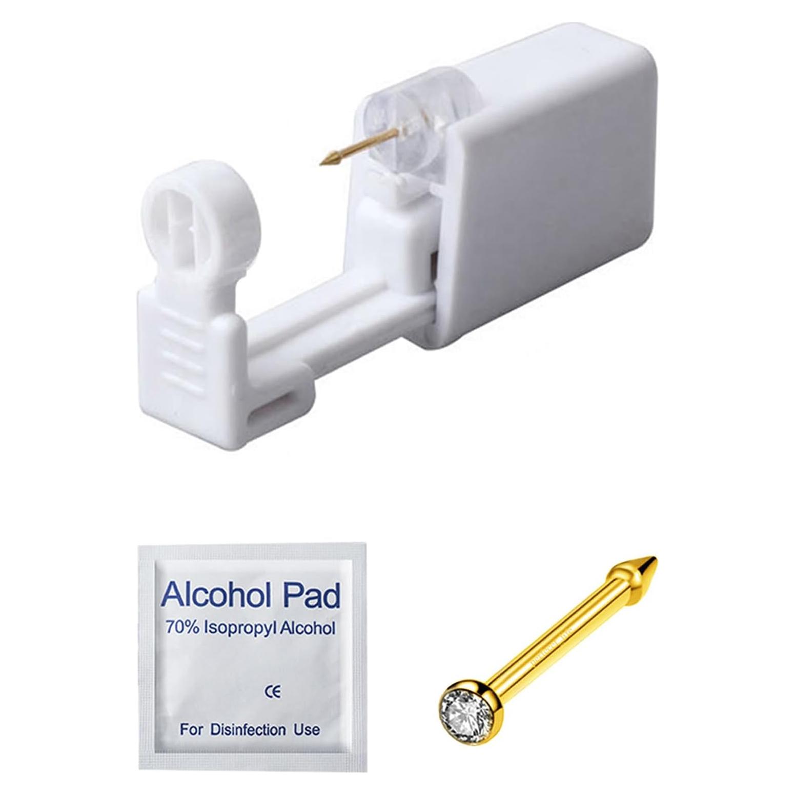 Kit de Perforación de Nariz Silver Angel con Pistola y Aretes