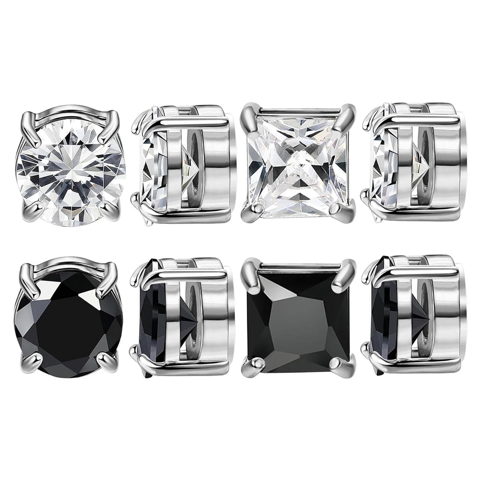 Pendientes Magnéticos Unisex NEWITIN Acero Inoxidable 4 Pares