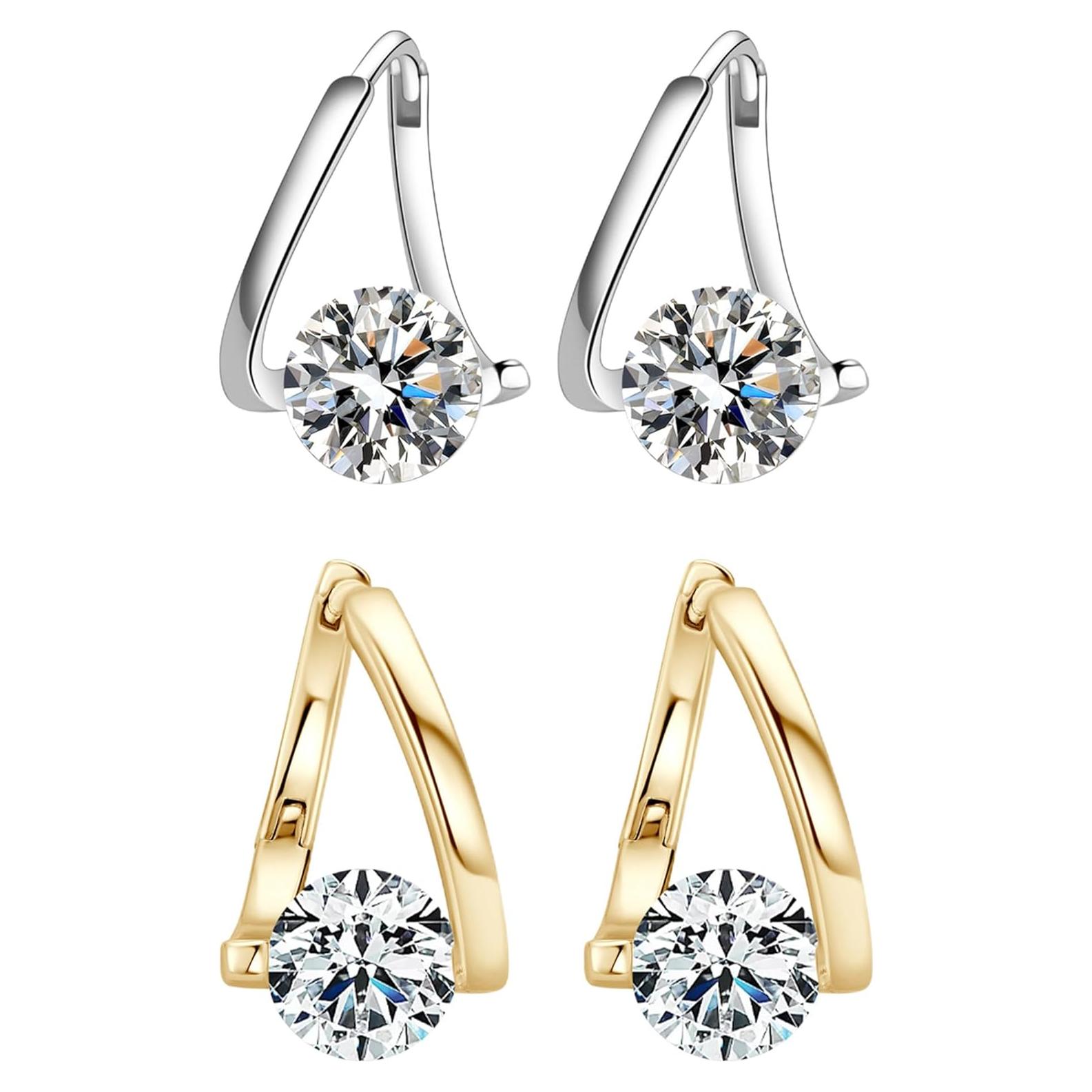 Pendientes de Germanio Lymphvity para Mujeres - 2 Pares Oro y Plata