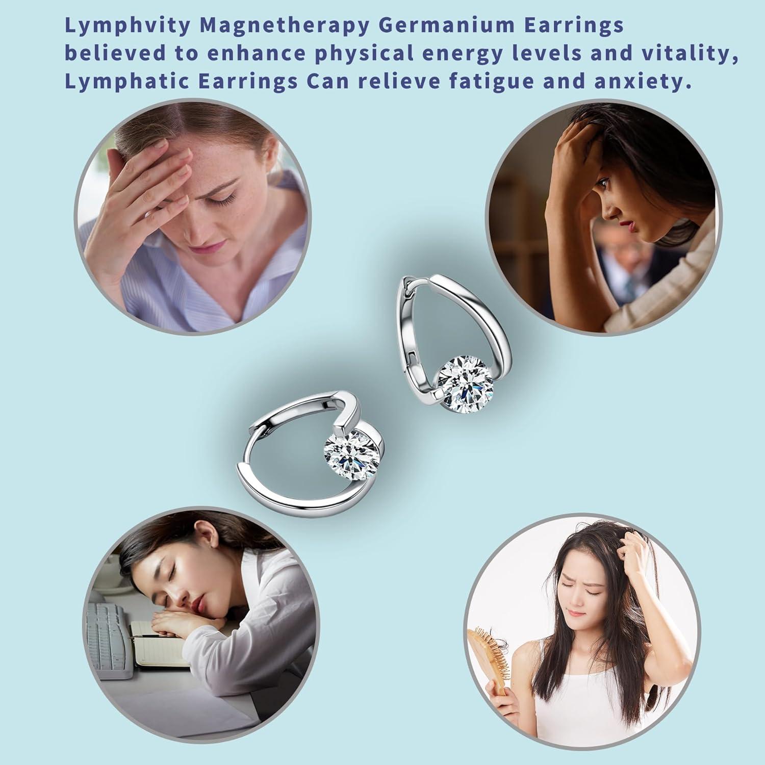 Pendientes de Germanio Lymphvity para Mujeres - 2 Pares Oro y Plata