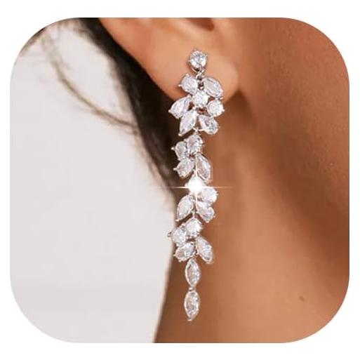 Pendientes de Clip de Plata 925 Chapados en Oro Blanco con Zirconia