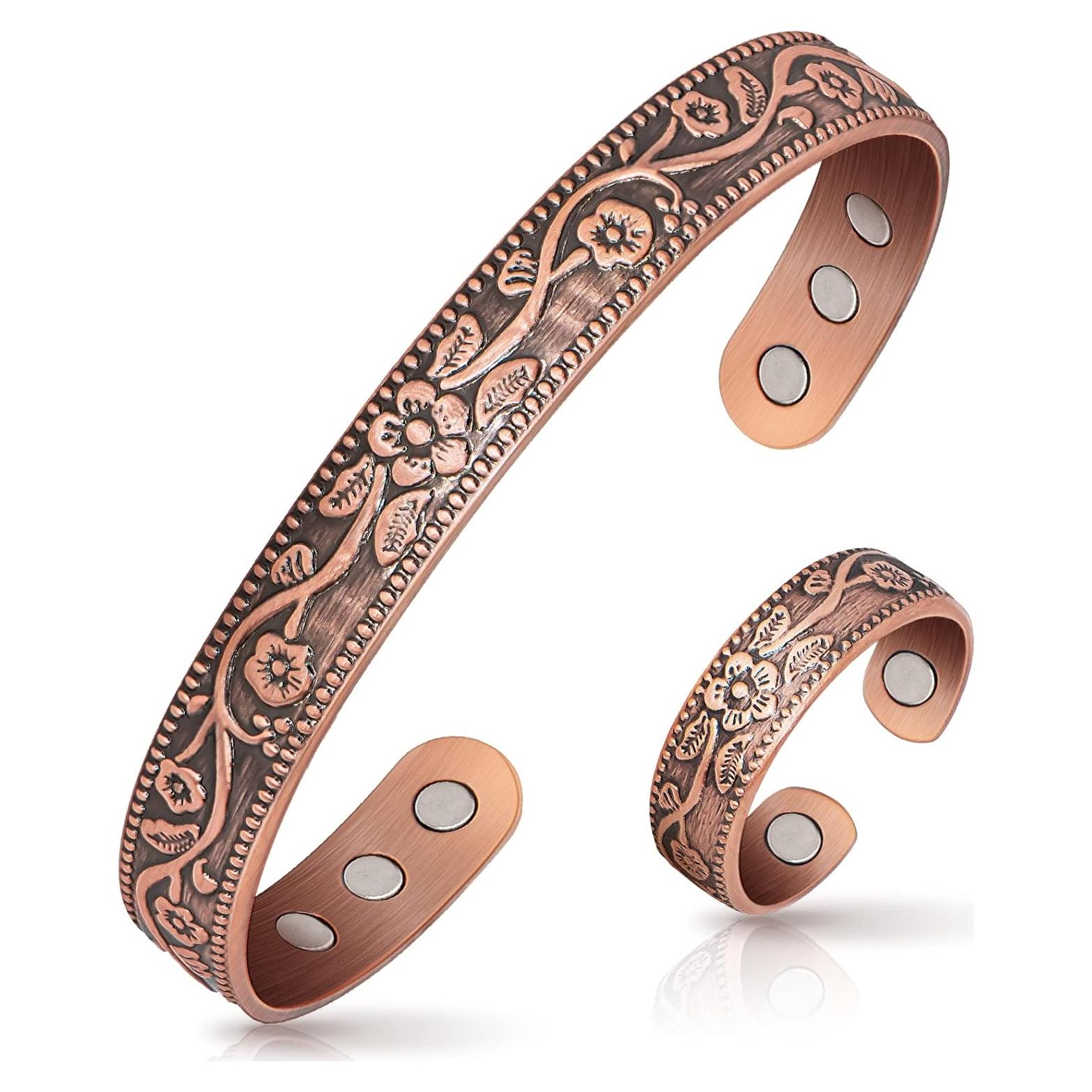 Anillo y Pulsera de Drenaje Linfático Magnético Mahnco Cobre