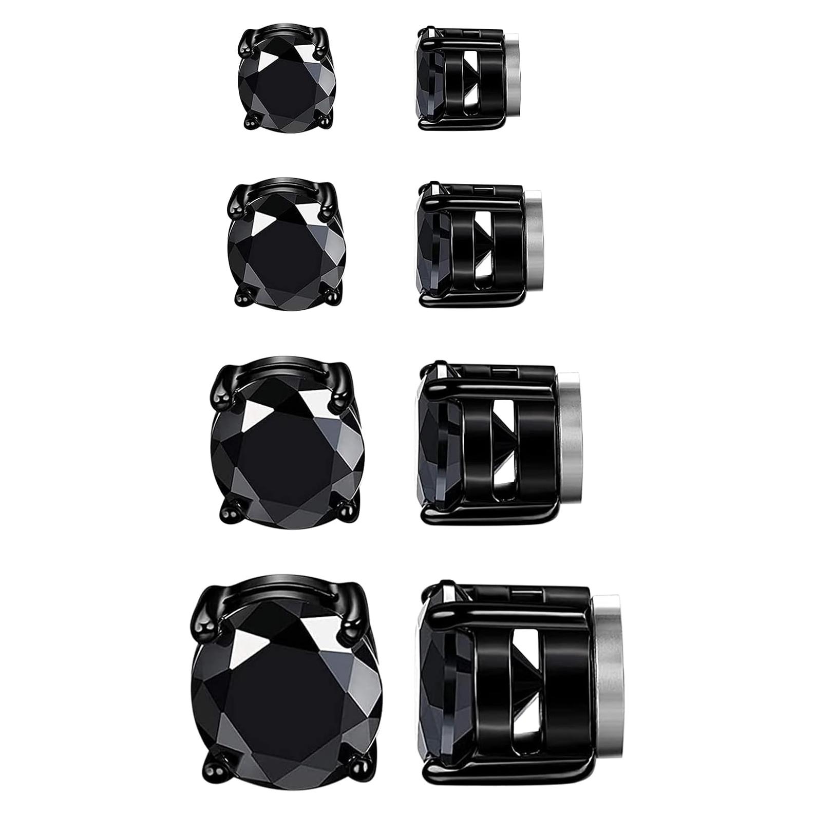 Pendientes Magnéticos Sin Perforación Acero Inoxidable 5-8mm CZ